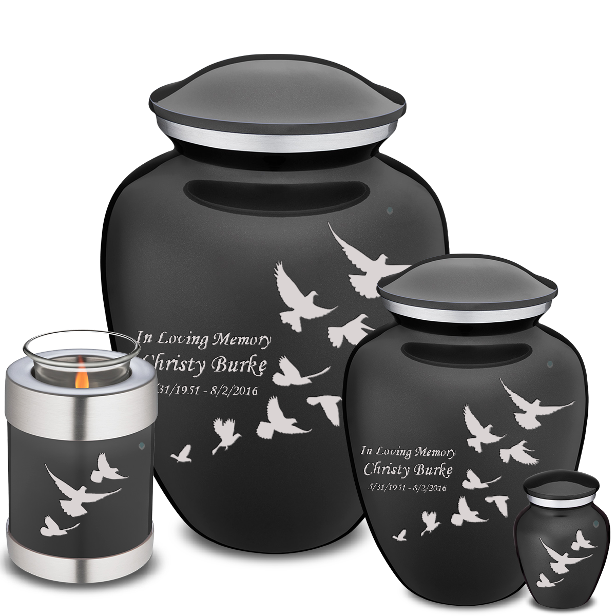 Keepsake Embrace Charcoal Doves Cremation Urn