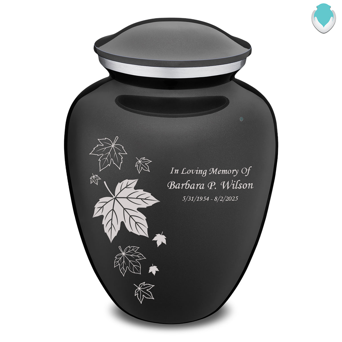 Adult Embrace Charcoal Falling leaves Cremation Urn