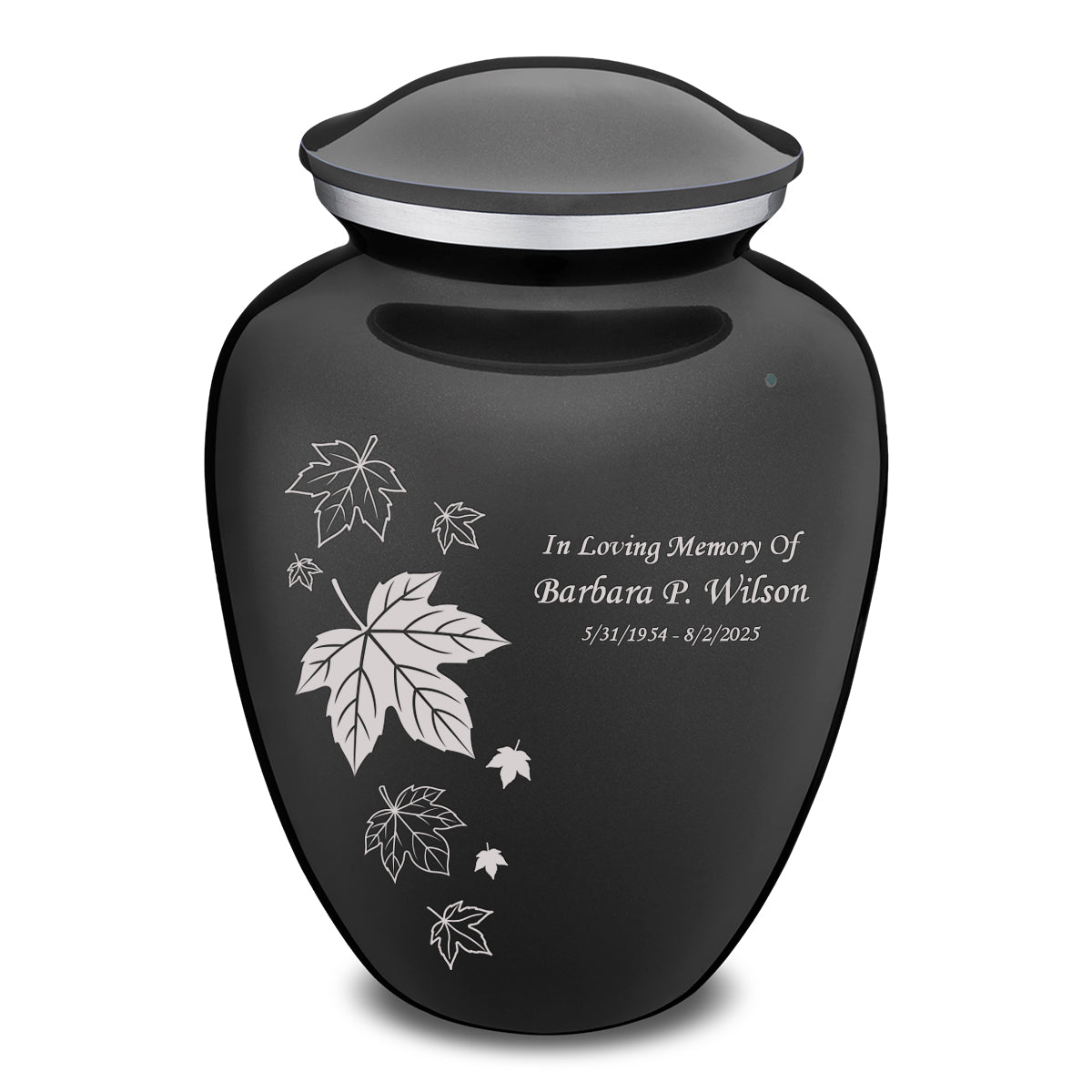 Adult Embrace Charcoal Falling leaves Cremation Urn