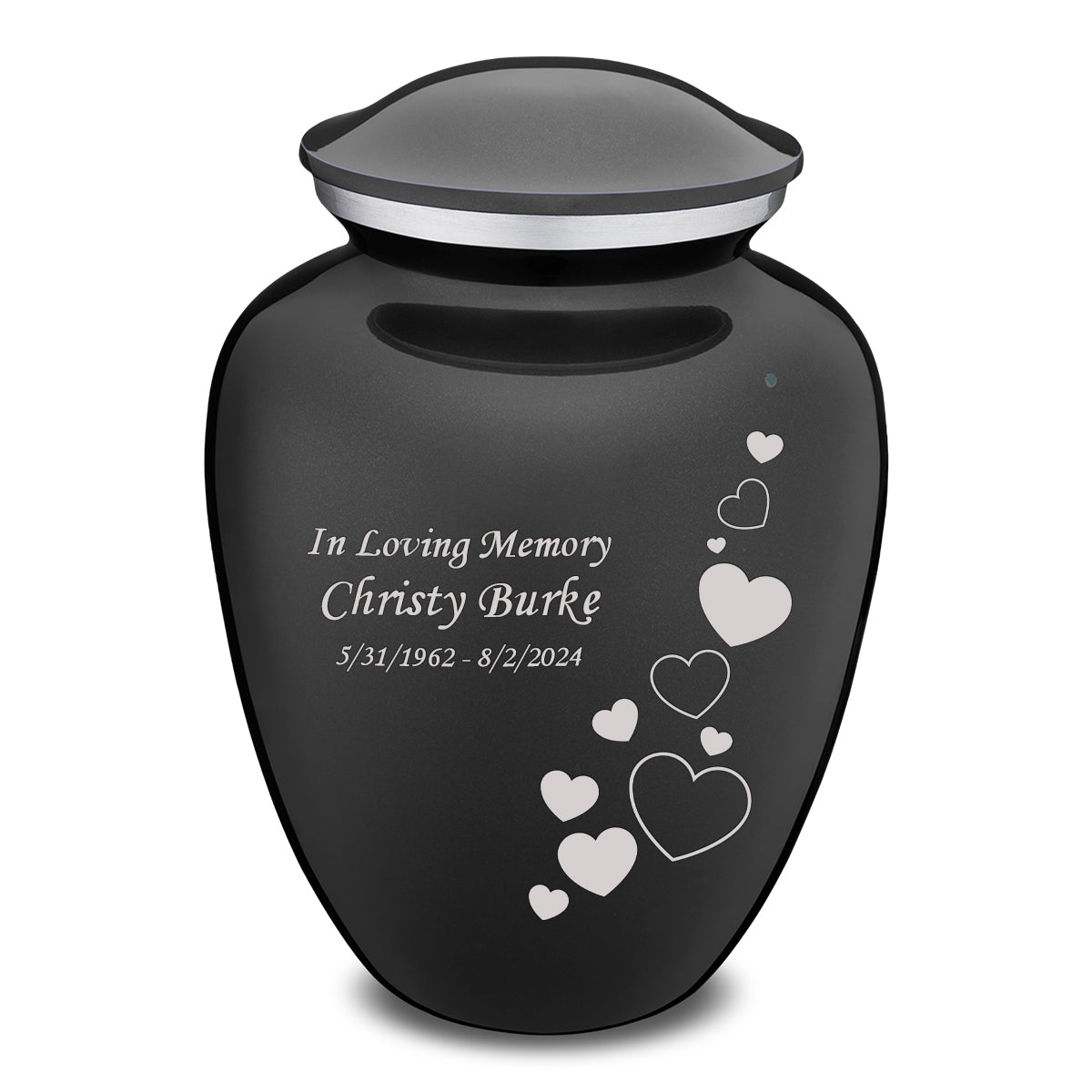 Adult Embrace Charcoal Floating Heart Cremation Urn