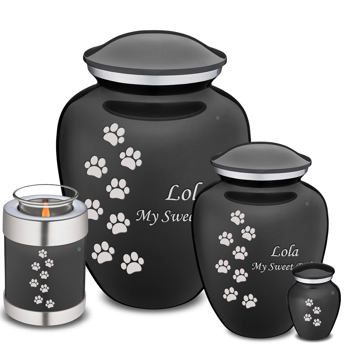 Medium Embrace Charcoal Walking Paws Pet Cremation Urn