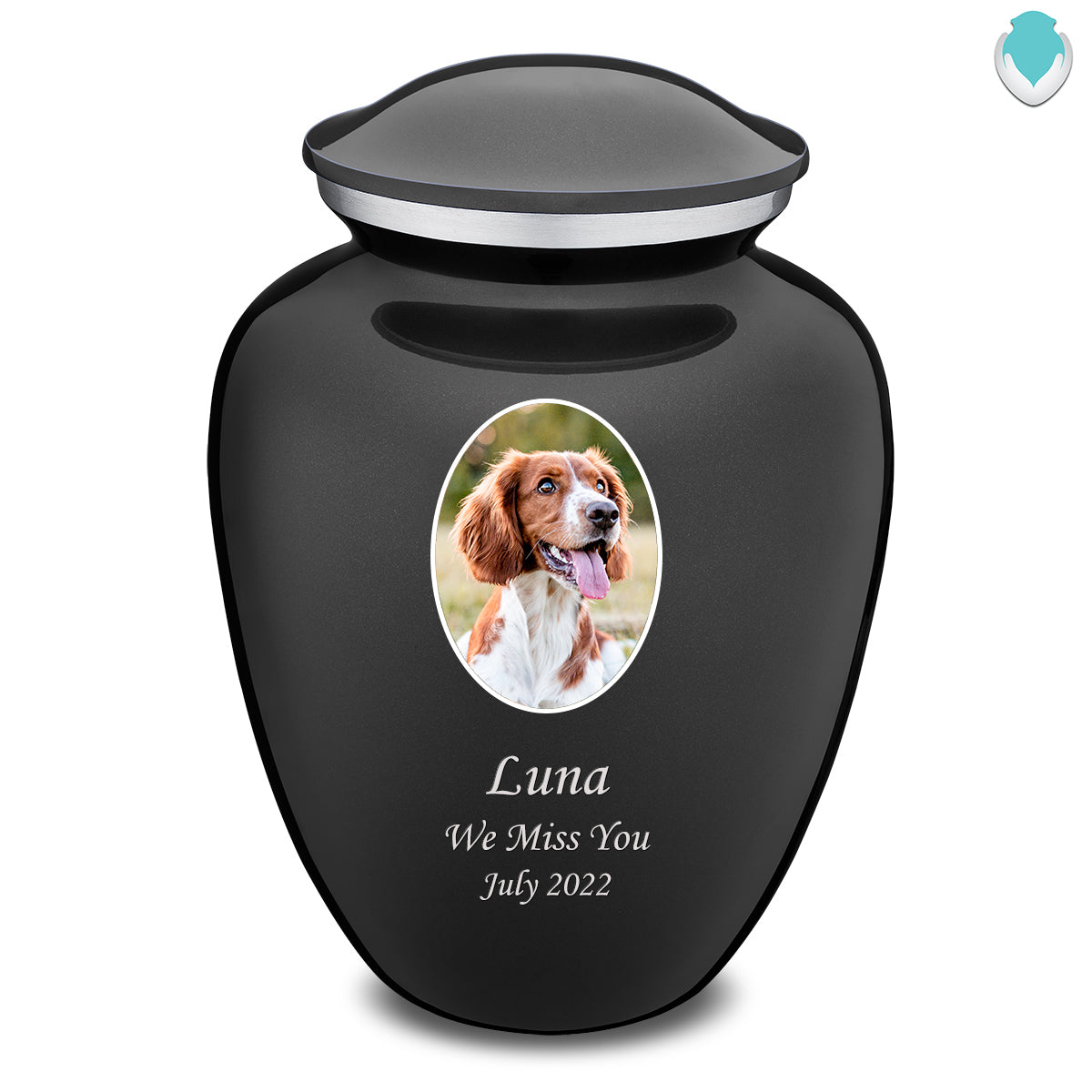 Adult Pet Embrace Charcoal Portrait Cremation Urn