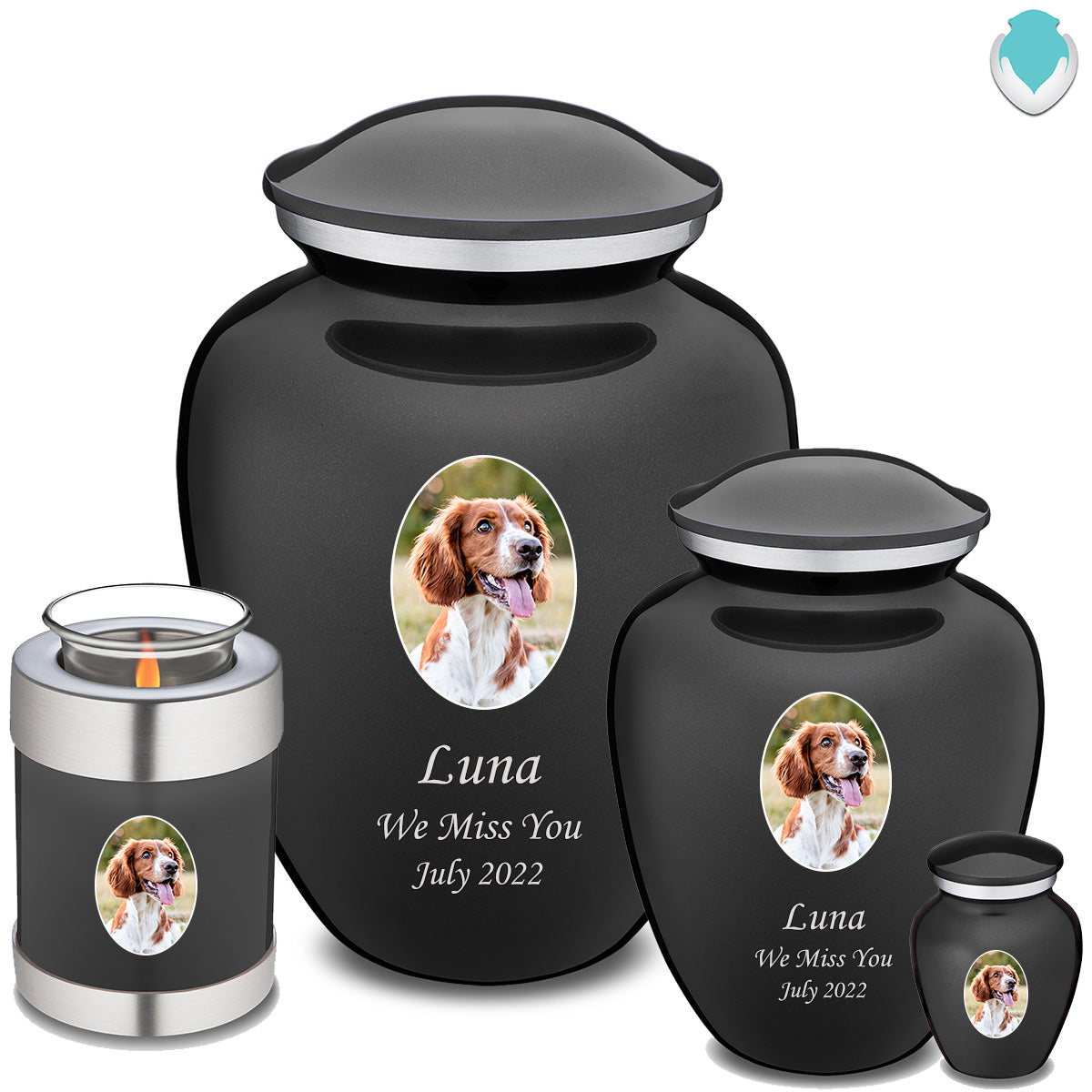 Medium Pet Embrace Charcoal Portrait Cremation Urn