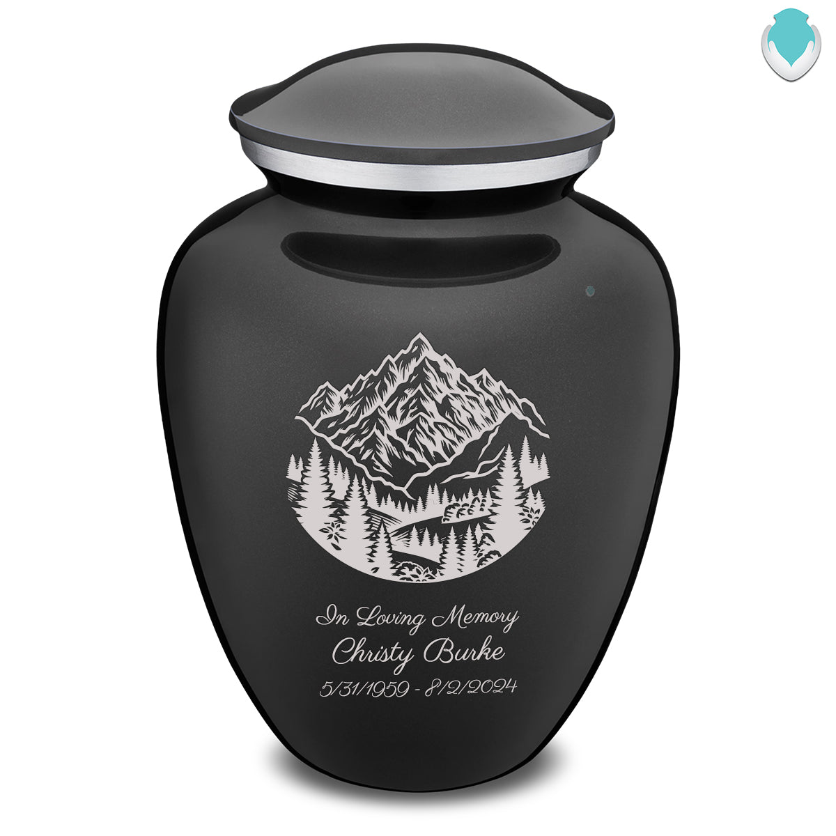 Adult Embrace Charcoal Black Rocky Mountains Cremation Urn