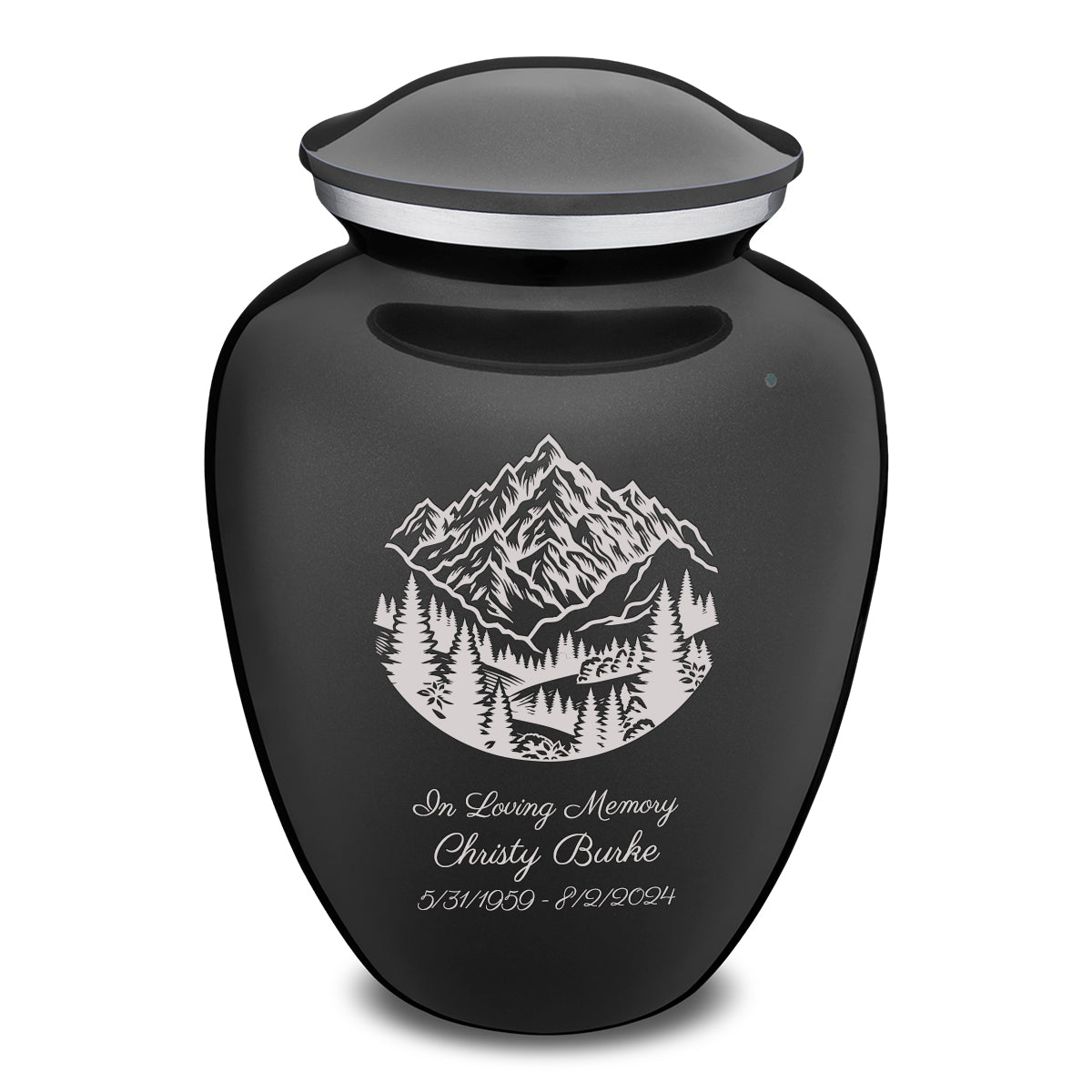 Adult Embrace Charcoal Black Rocky Mountains Cremation Urn