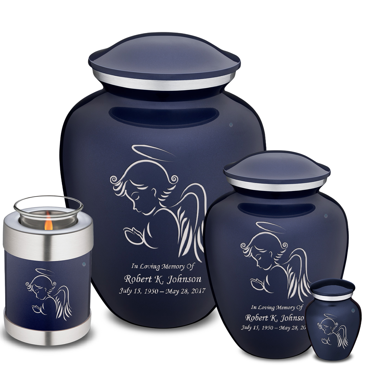 Adult Embrace Cobalt Blue Angel Cremation Urn