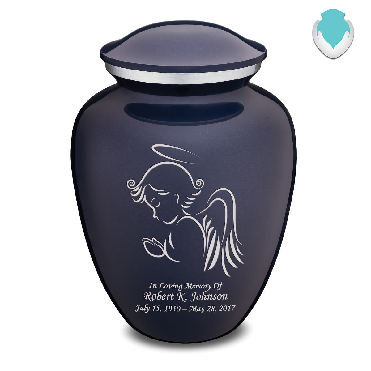 Adult Embrace Cobalt Blue Angel Cremation Urn