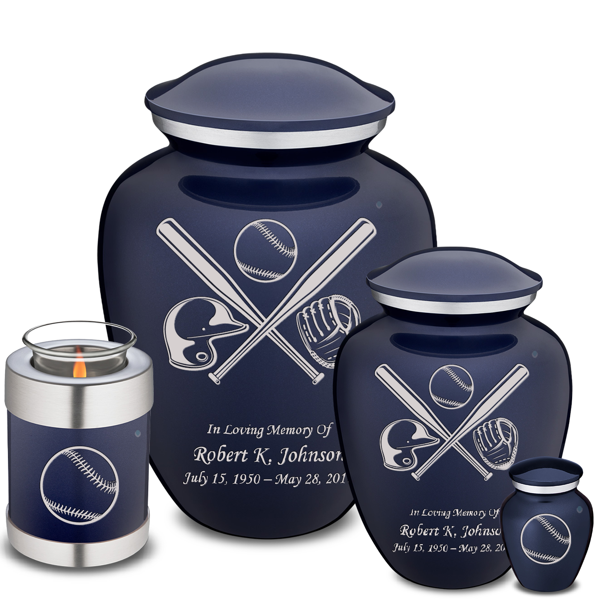 Adult Embrace Cobalt Blue Baseball Cremation Urn