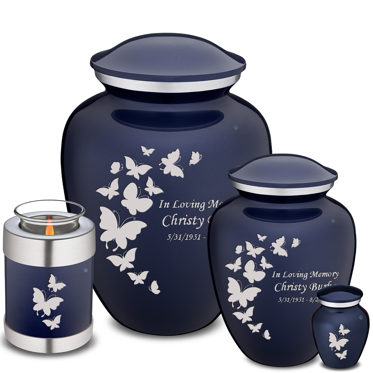 Medium Embrace Cobalt Blue Butterfly Cremation Urn