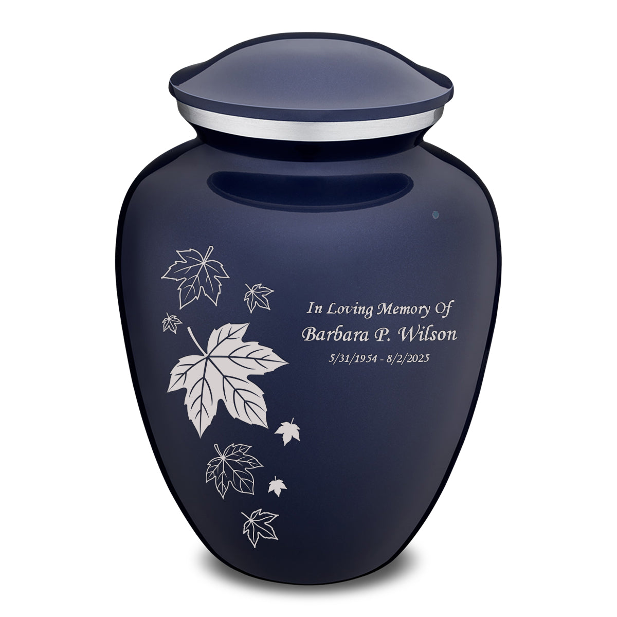 Adult Embrace Cobalt Blue Falling leaves Cremation Urn