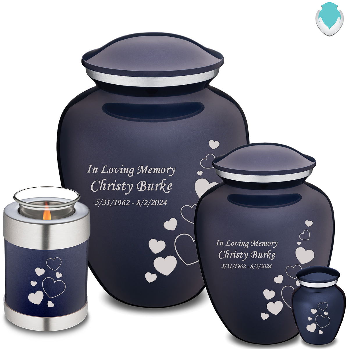 Medium Embrace Cobalt Blue Floating Heart Cremation Urn