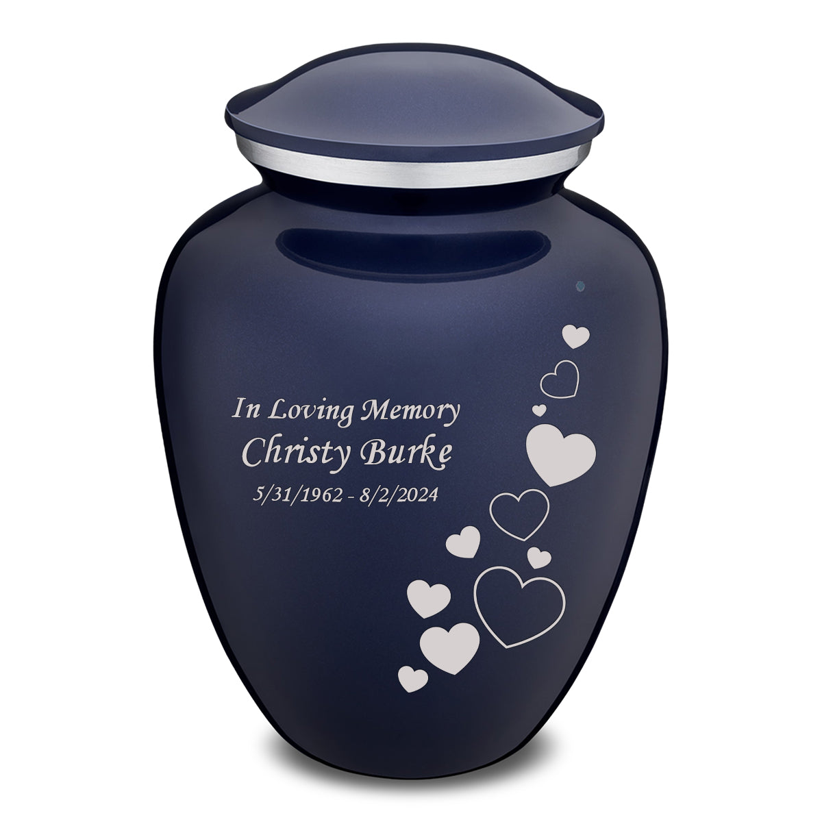 Adult Embrace Cobalt Blue Floating Heart Cremation Urn