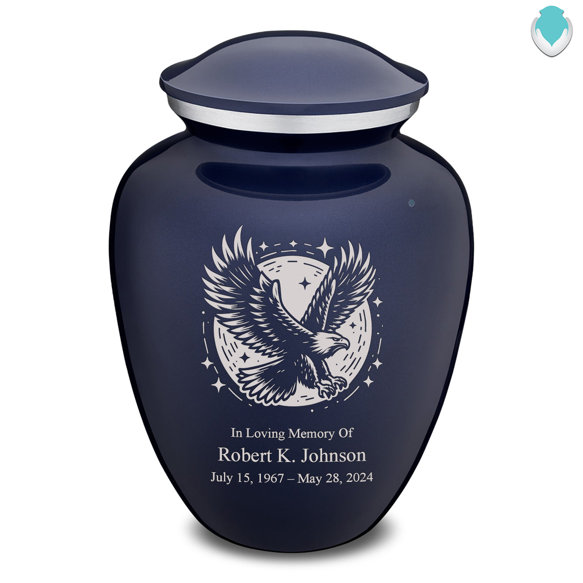 Adult Embrace Cobalt Blue Flying Eagle Cremation Urn
