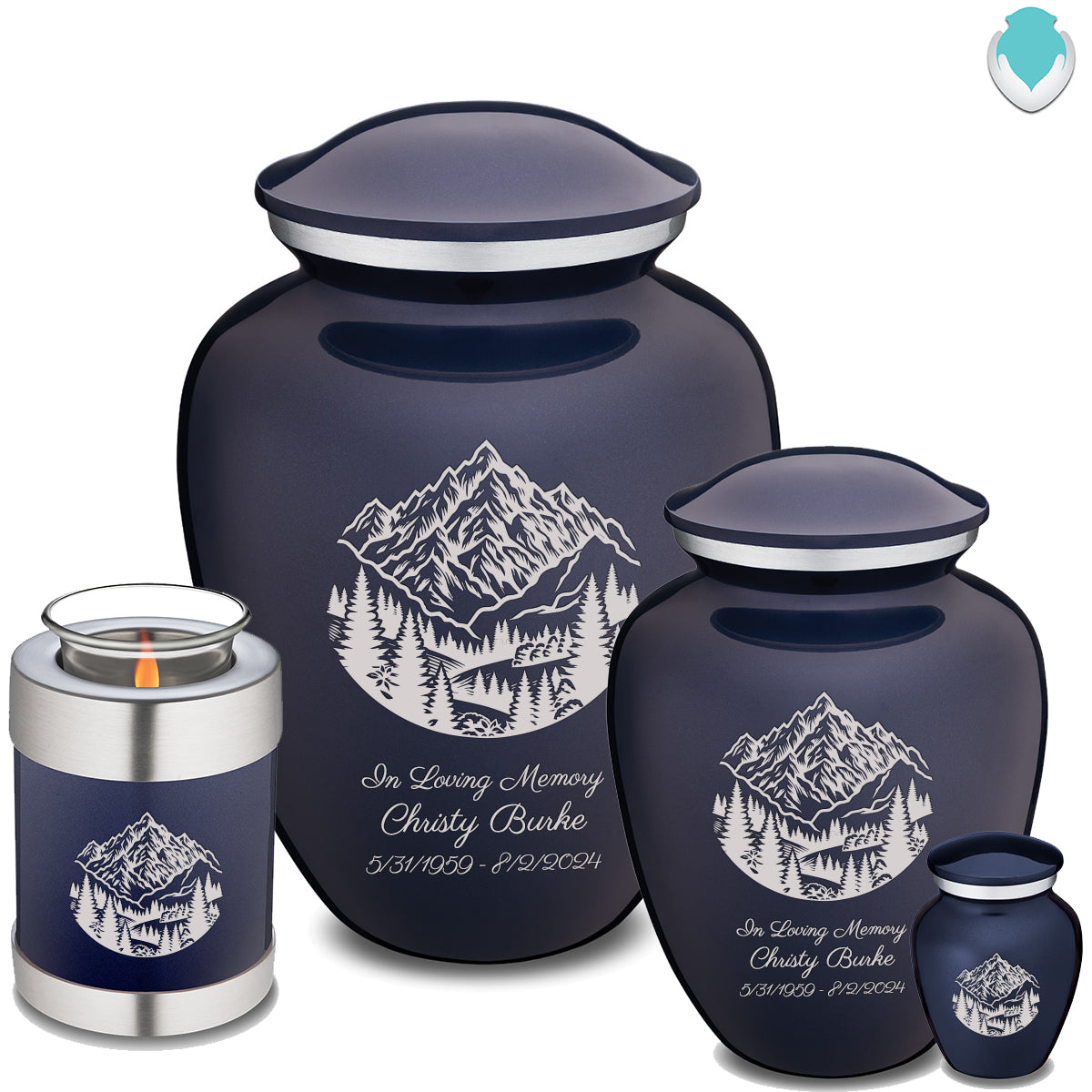 Medium Embrace Cobalt Blue Rocky Mountains Cremation Urn