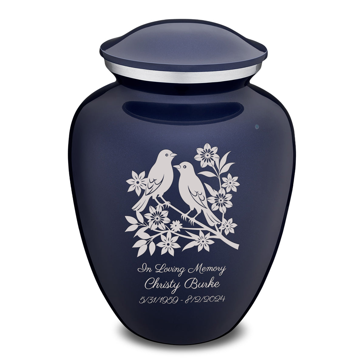 Adult Embrace Cobalt Blue Songbirds Cremation Urn