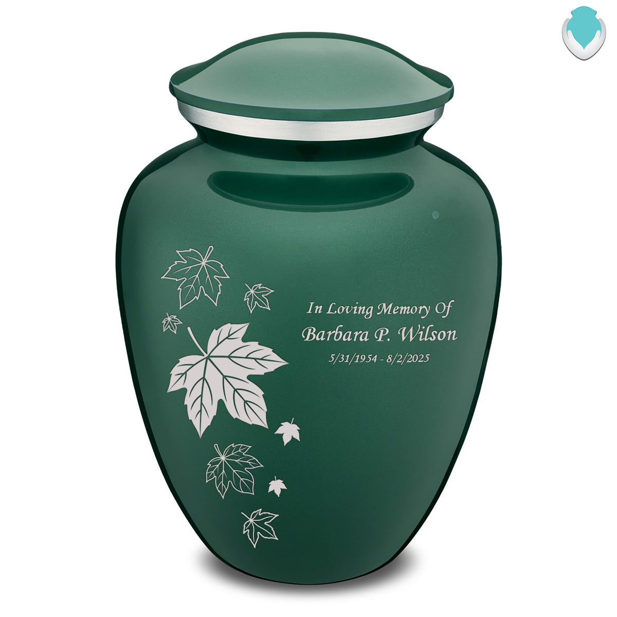 Adult Embrace Green Falling leaves Cremation Urn
