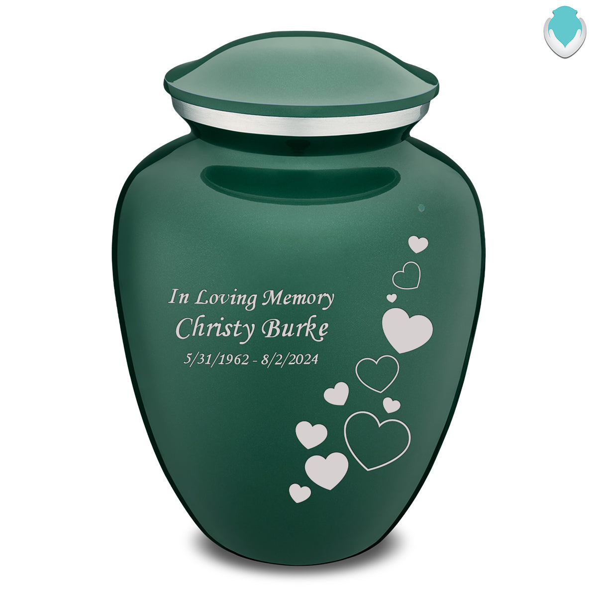 Adult Embrace Green Floating Heart Cremation Urn