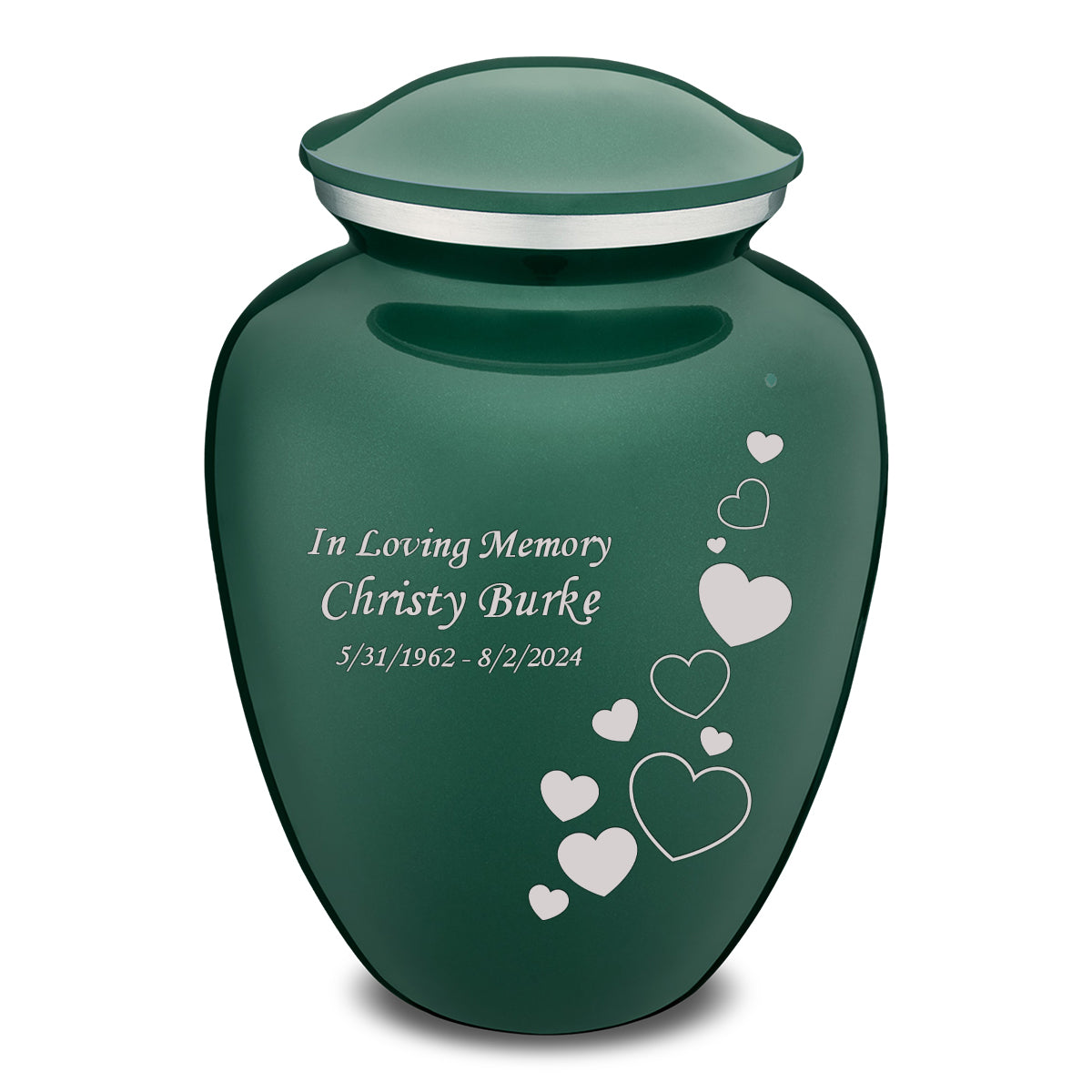 Adult Embrace Green Floating Heart Cremation Urn
