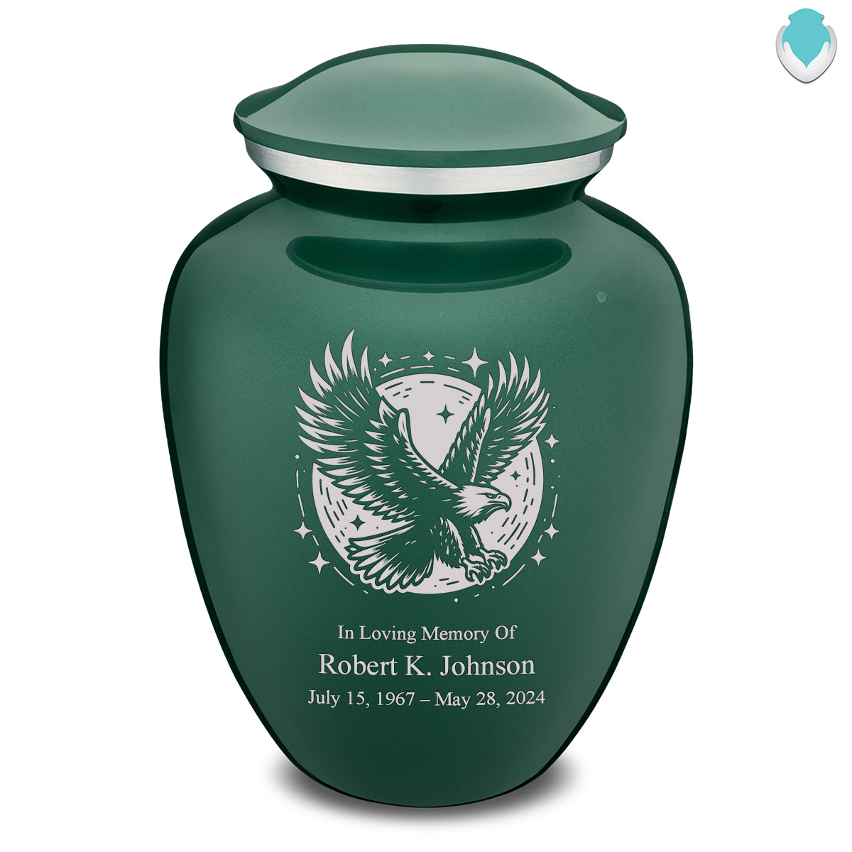 Adult Embrace Green Flying Eagle Cremation Urn