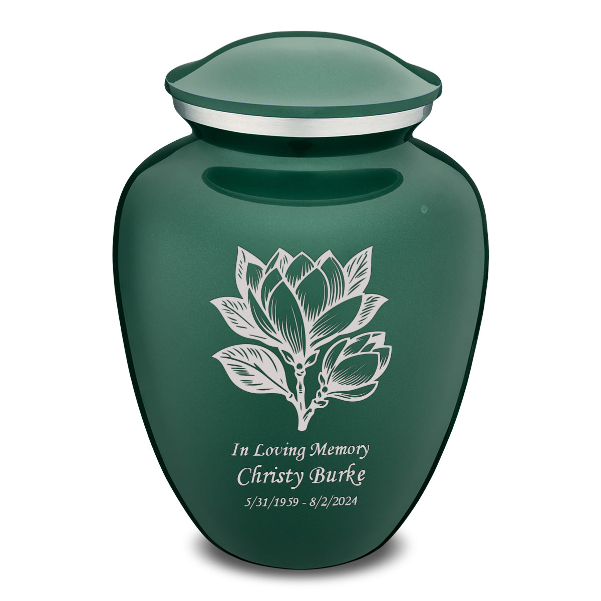 Adult Embrace Green Magnolia Flower Cremation Urn