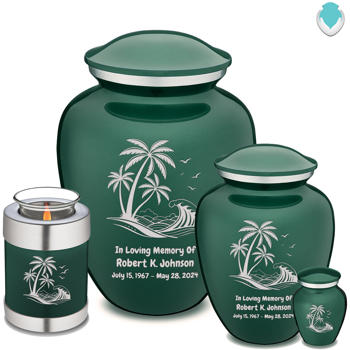 Candle Holder Embrace Green Palm Beach Cremation Urn