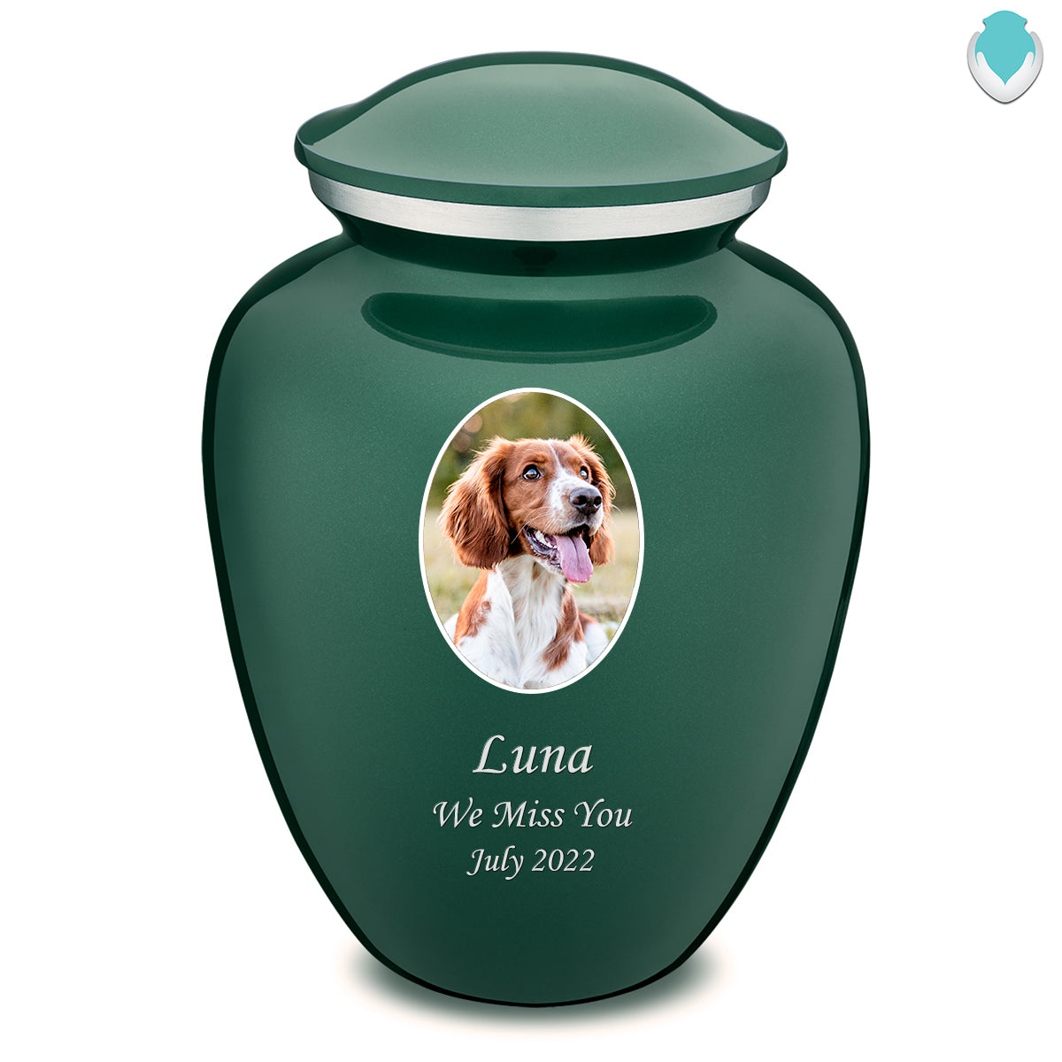Adult Pet Embrace Green Portrait Cremation Urn