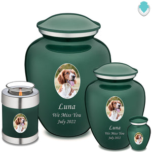 Candle Holder Pet Embrace Green Portrait Cremation Urn