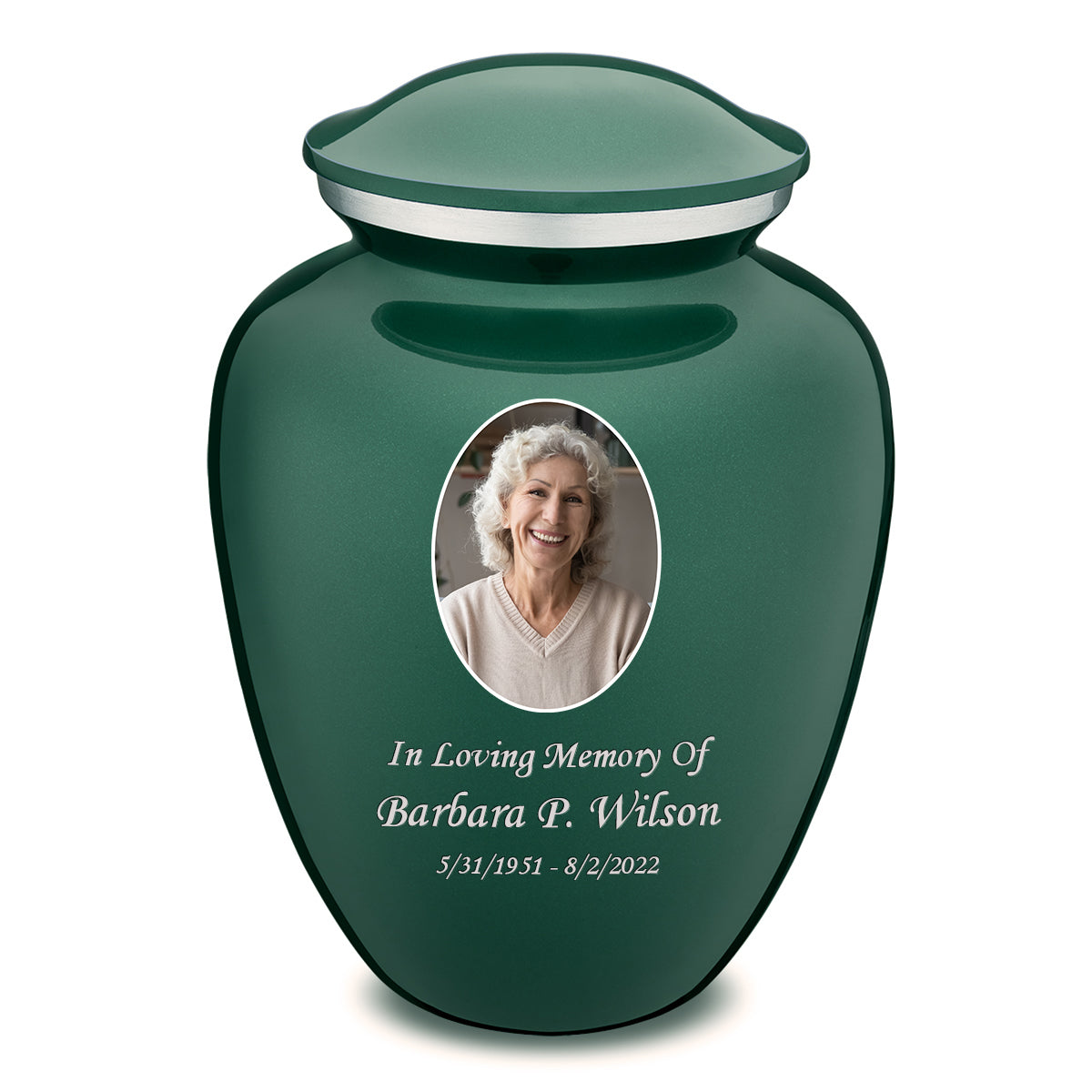 Adult Embrace Green Portrait Cremation Urn