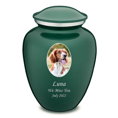 Adult Pet Embrace Green Portrait Cremation Urn