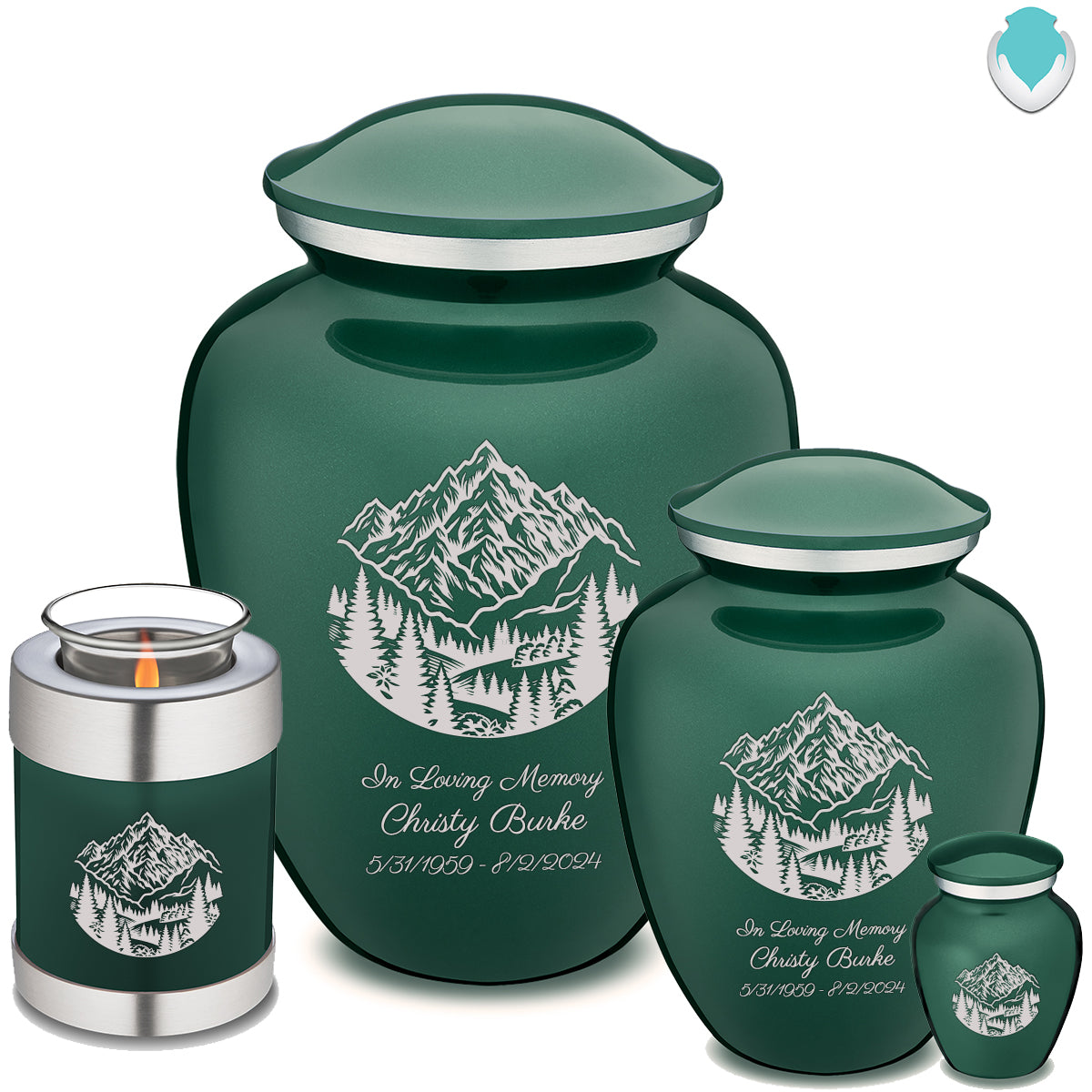 Medium Embrace Green Rocky Mountains Cremation Urn