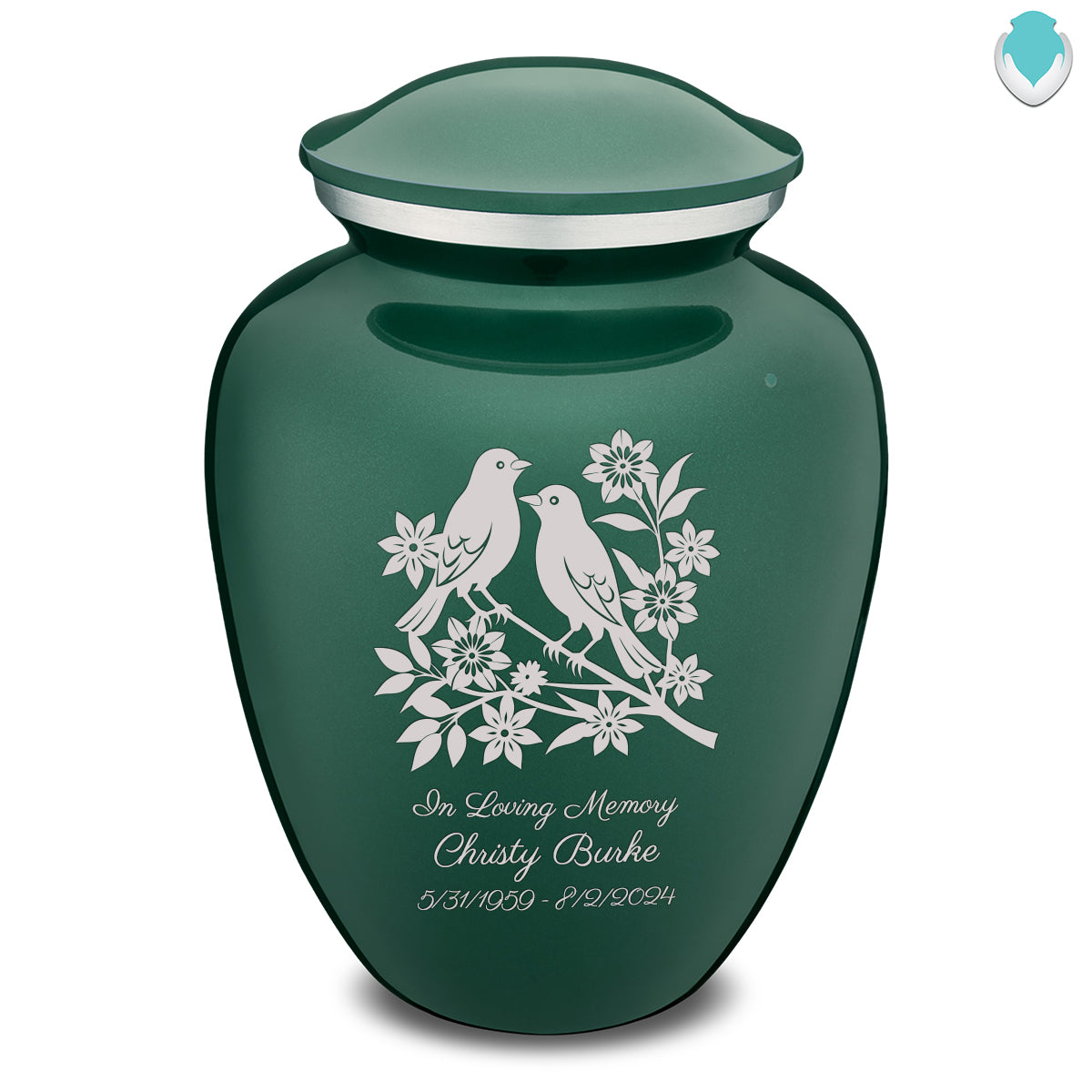 Adult Embrace Green Songbirds Cremation Urn
