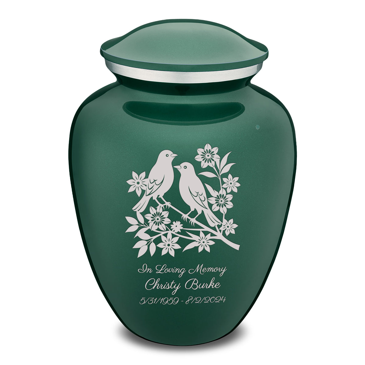 Adult Embrace Green Songbirds Cremation Urn