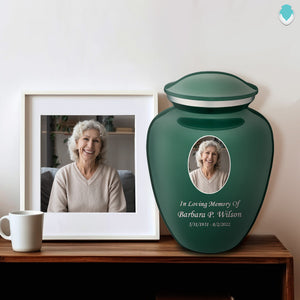Adult Embrace Green Portrait Cremation Urn