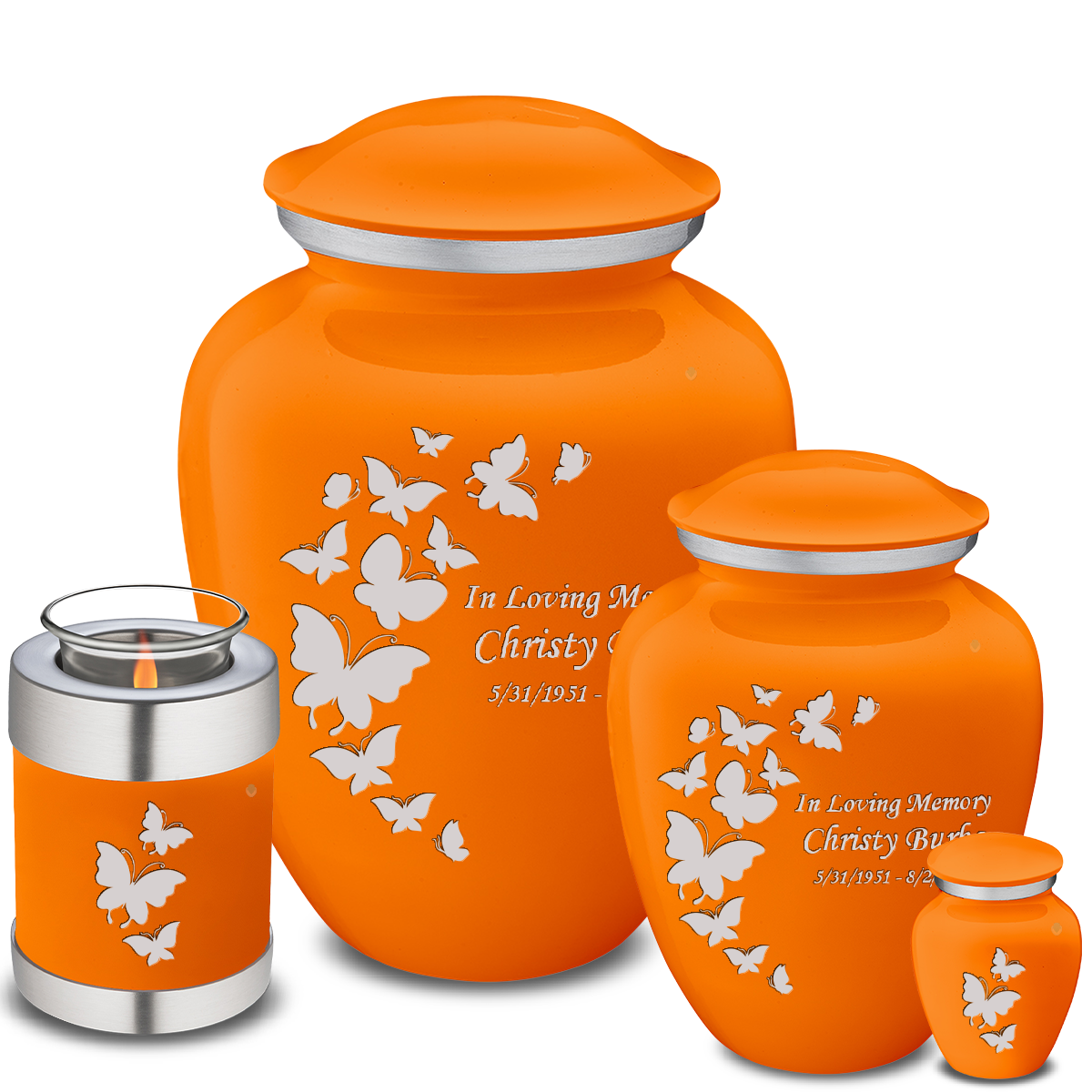 Keepsake Embrace Burnt Orange Butterflies Cremation Urn