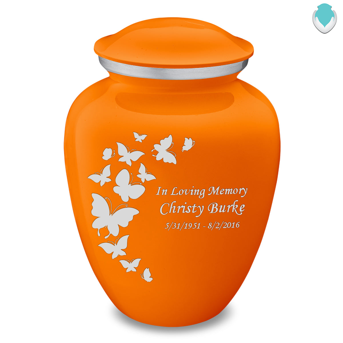 Adult Embrace Burnt Orange Butterfly Cremation Urn