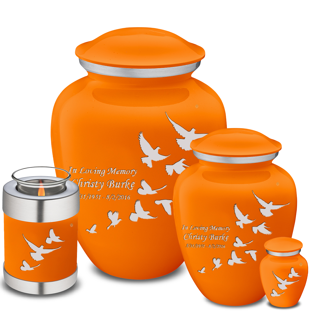 Keepsake Embrace Burnt Orange Doves Cremation Urn