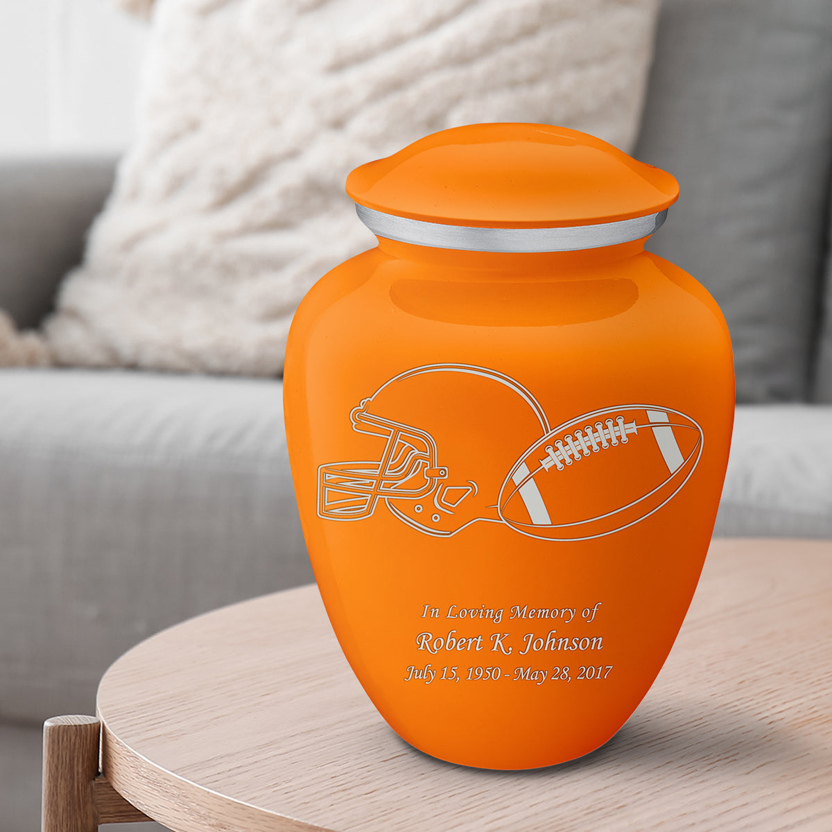 Adult Embrace Burnt Orange Football Cremation Urn