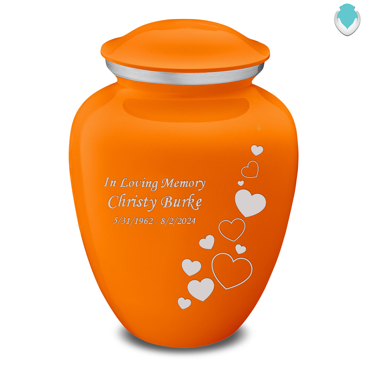 Adult Embrace Burnt Orange Floating Heart Cremation Urn