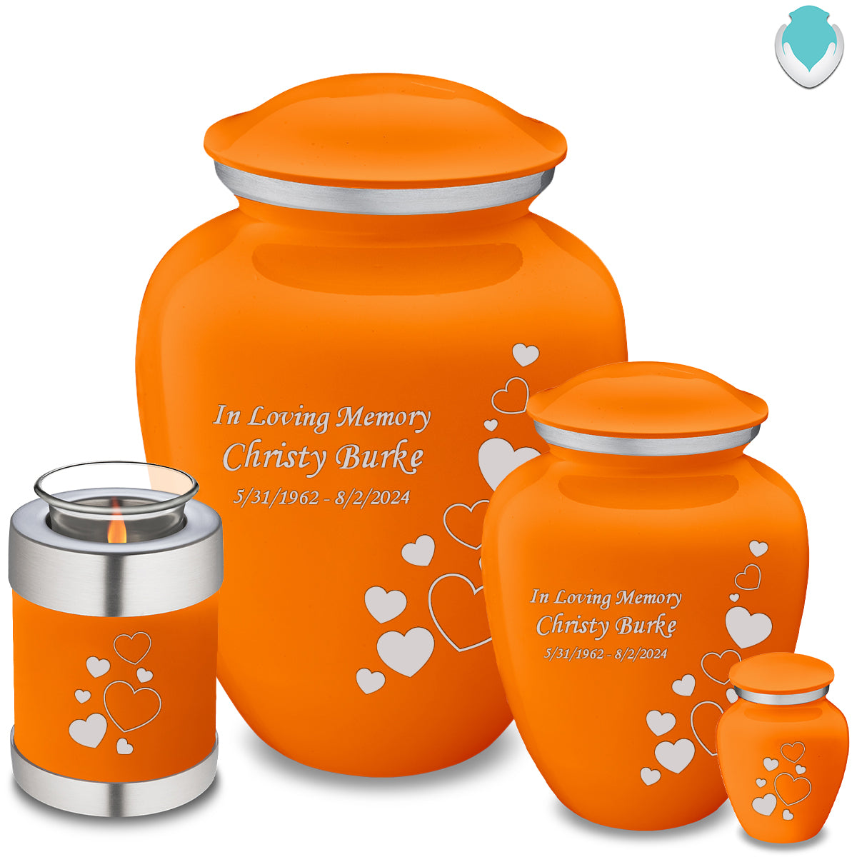 Adult Embrace Burnt Orange Floating Heart Cremation Urn