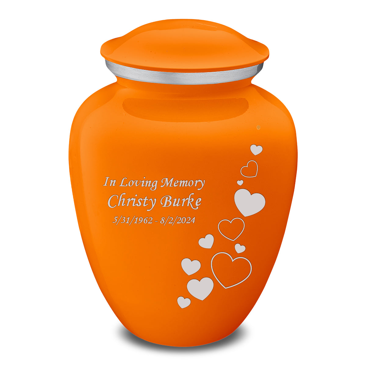 Adult Embrace Burnt Orange Floating Heart Cremation Urn