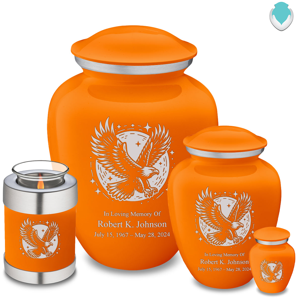 Medium Embrace Burnt Orange Flying Eagle Cremation Urn