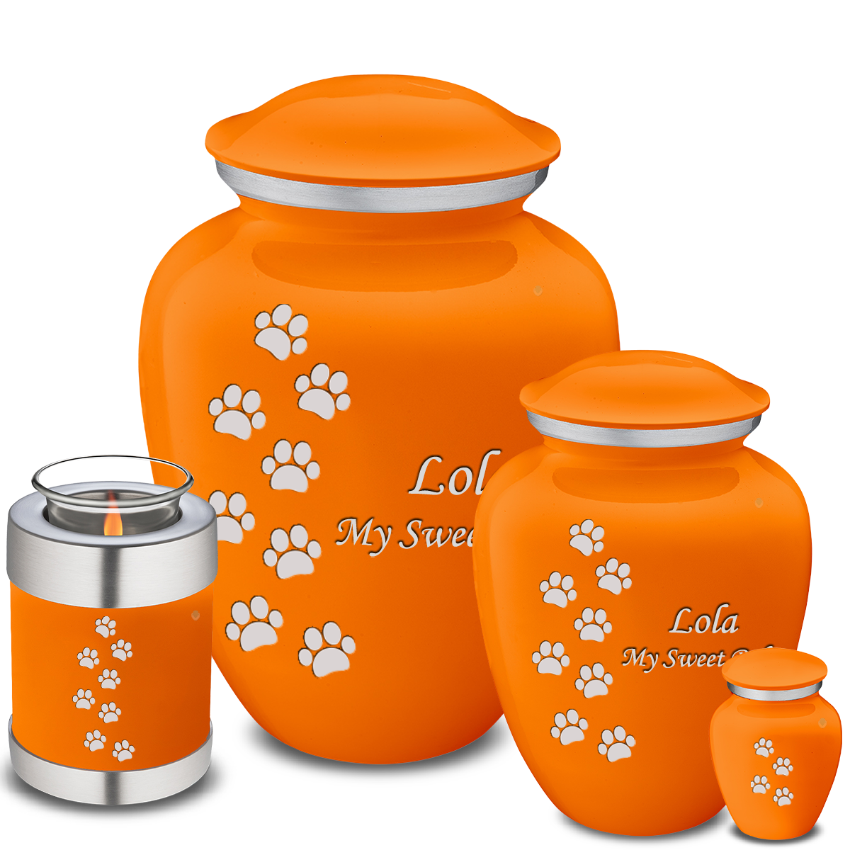 Large Embrace Burnt Orange Walking Paws Pet Cremation Urn