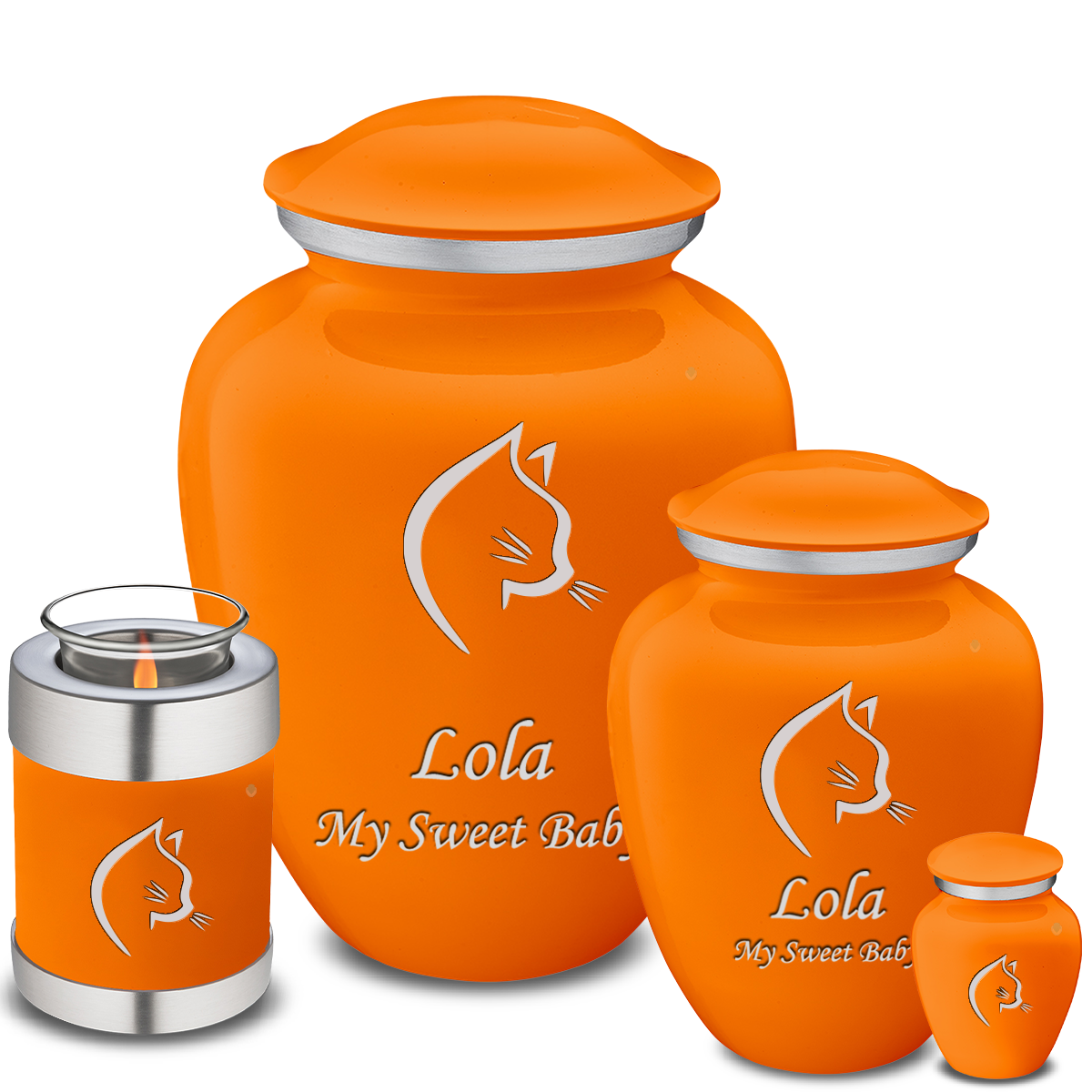 Large Embrace Burnt Orange Cat Pet Cremation Urn