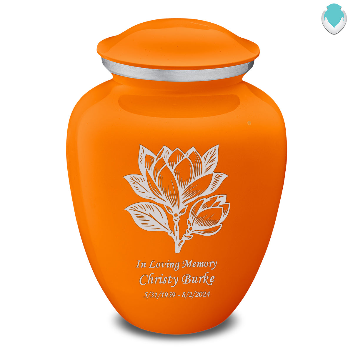 Adult Embrace Burnt Orange Magnolia Flower Cremation Urn