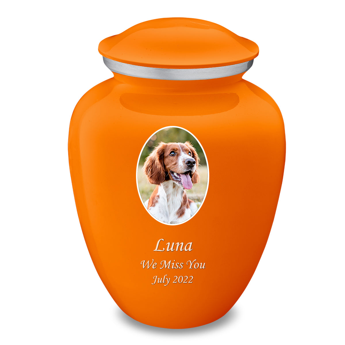 Adult Pet Embrace Burnt Orange Portrait Cremation Urn