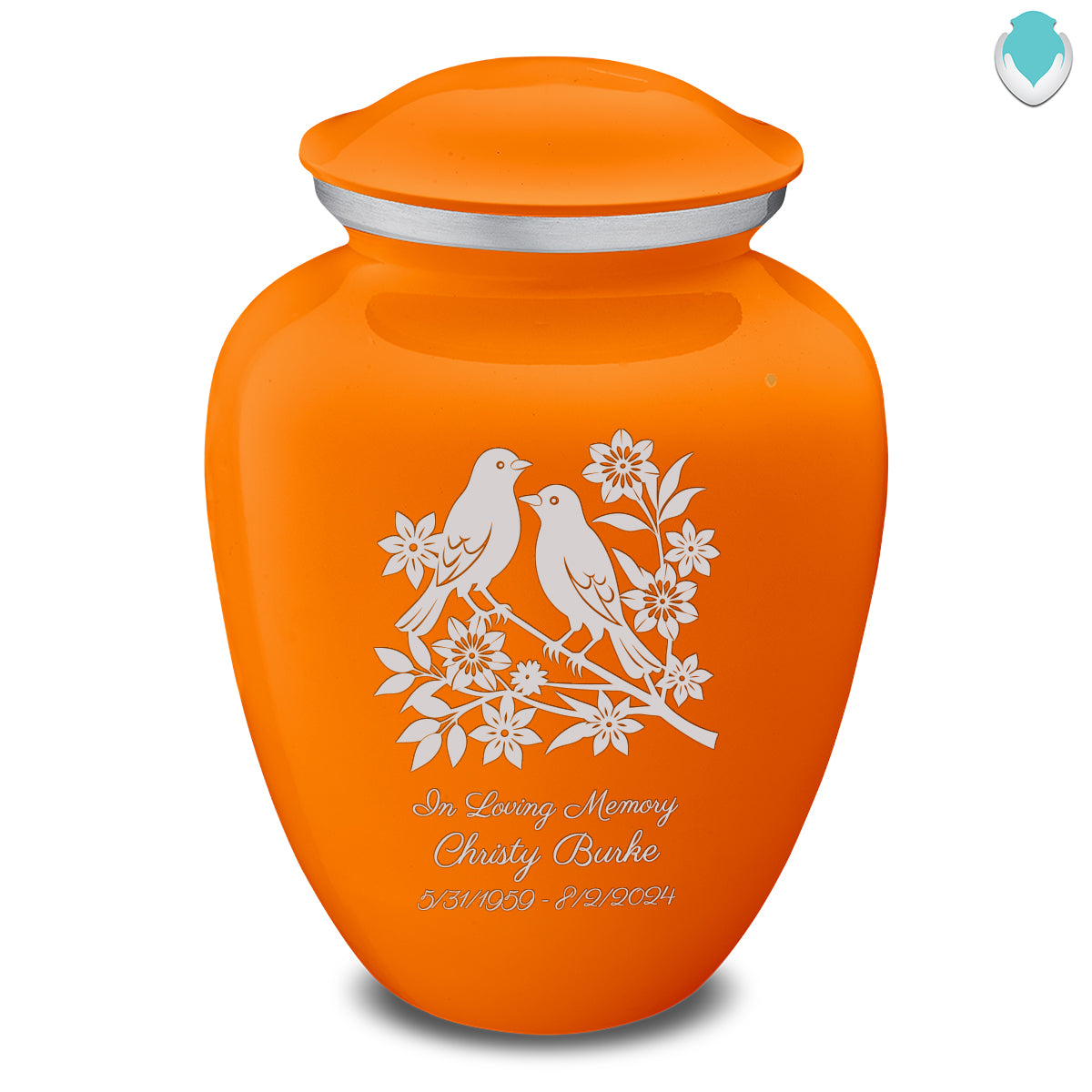 Adult Embrace Burnt Orange Songbirds Cremation Urn
