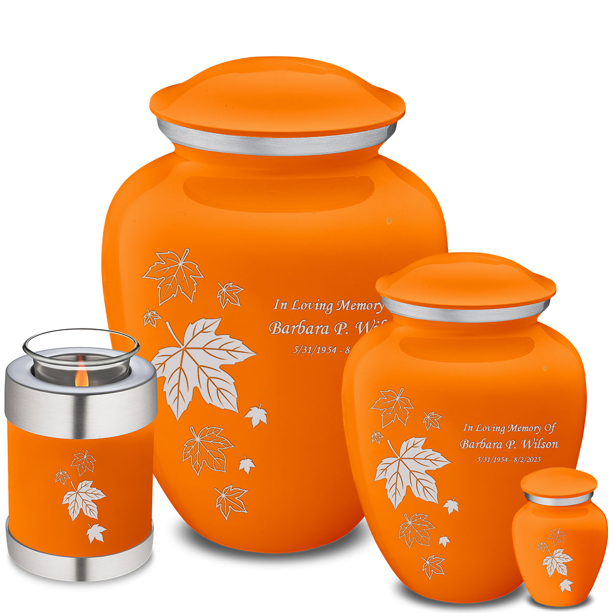 Keepsake Embrace Burnt Orange Falling Leaves Cremation Urn
