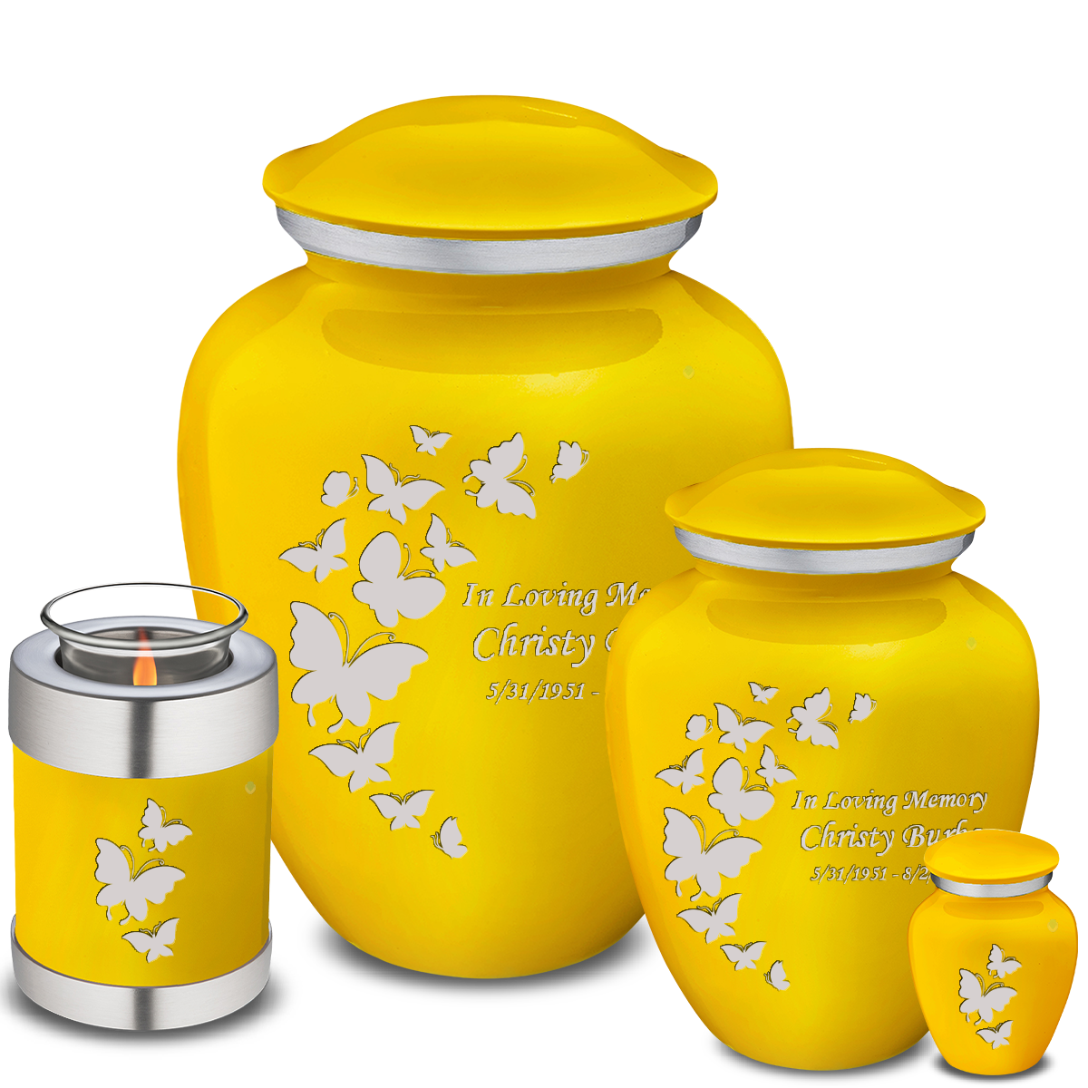 Medium Embrace Yellow Butterfly Cremation Urn