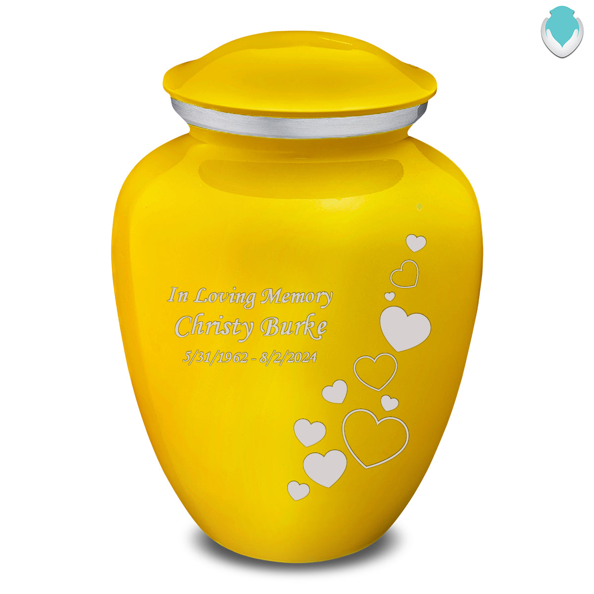 Adult Embrace Yellow Floating Heart Cremation Urn
