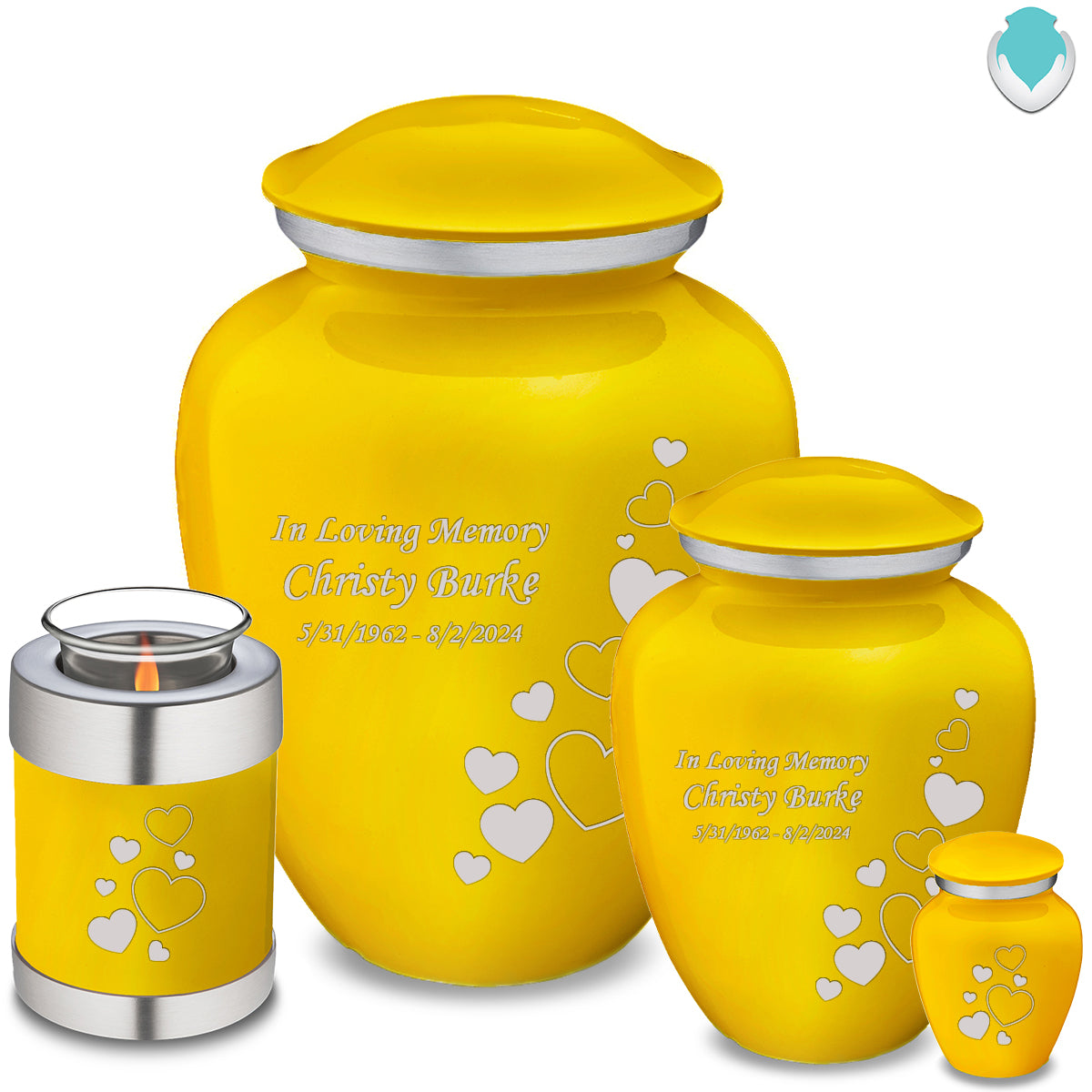 Adult Embrace Yellow Floating Heart Cremation Urn